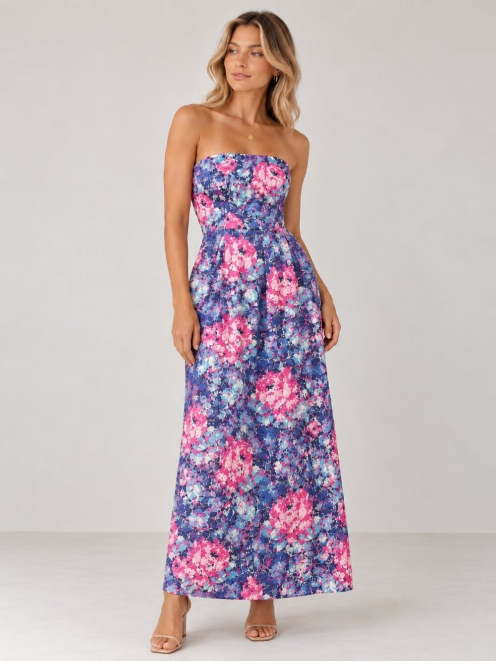 MANGO Floral Strapless Maxi Dress Size XS